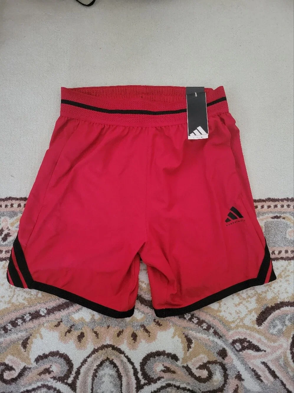 Adidas Red Basketball Shorts with Black Trim New With Tags